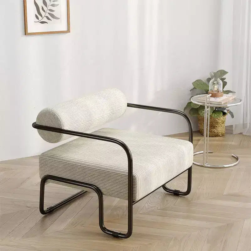Sofa Chair, Living Room Chair with Backrest and Iron Frame, Upholstered Comfy Reading Arm Chair, Single Sofa Chair for Apartment Bedroom