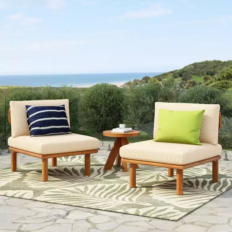 Christopher Knight Home Claire Modern Outdoor Acacia Wood Chair with Thick Cushions (Set of 2)