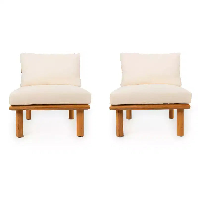 Christopher Knight Home Claire Chaise d'extérieur moderne en bois d'acacia avec coussins épais (lot de 2)