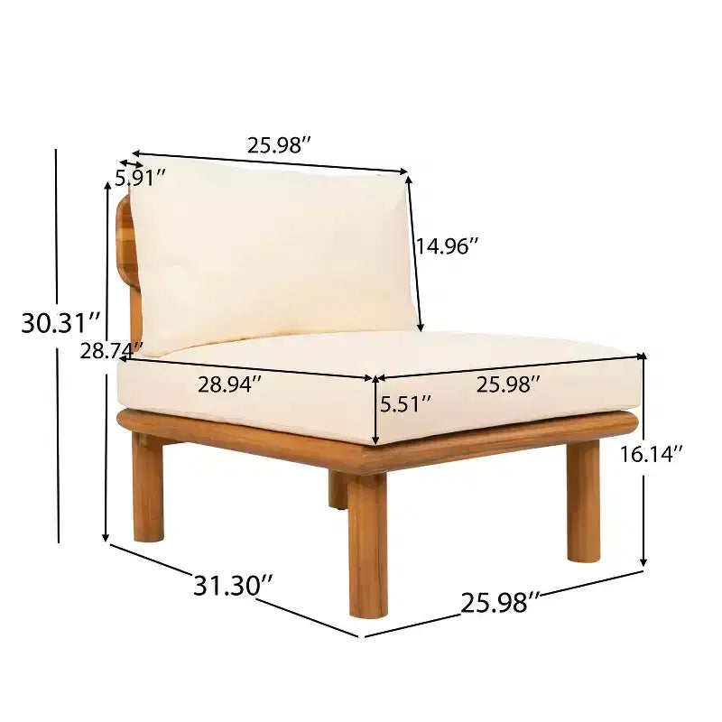 Christopher Knight Home Claire Chaise d'extérieur moderne en bois d'acacia avec coussins épais (lot de 2)