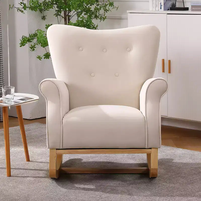 Fauteuil à bascule d'appoint, petit fauteuil à bascule contemporain, fauteuil à bascule rembourré avec accoudoirs, fauteuil relaxant rembourré pour salon