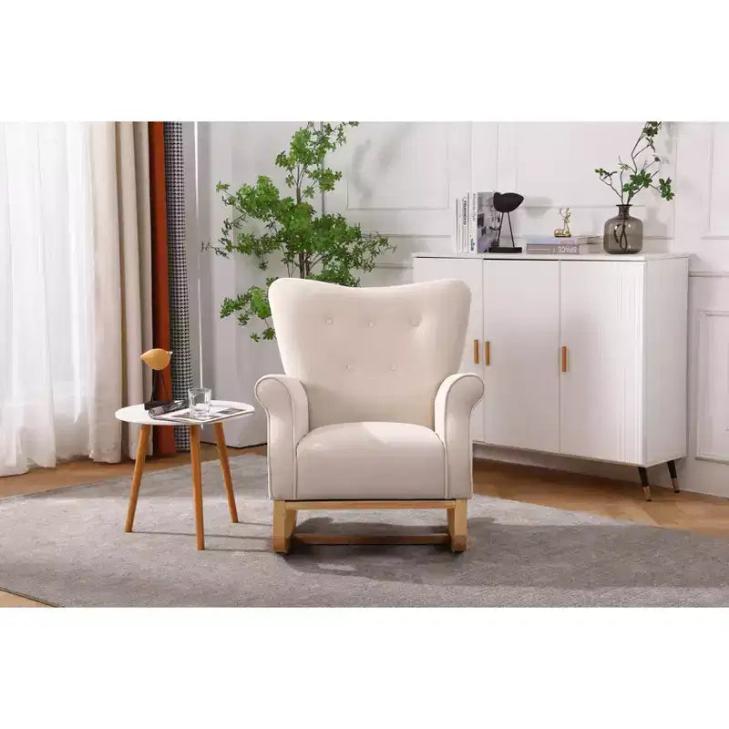 Fauteuil à bascule d'appoint, petit fauteuil à bascule contemporain, fauteuil à bascule rembourré avec accoudoirs, fauteuil relaxant rembourré pour salon