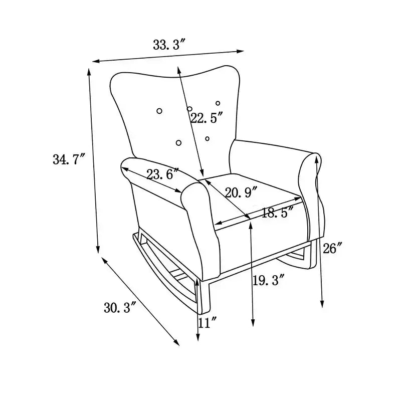 Fauteuil à bascule d'appoint, petit fauteuil à bascule contemporain, fauteuil à bascule rembourré avec accoudoirs, fauteuil relaxant rembourré pour salon