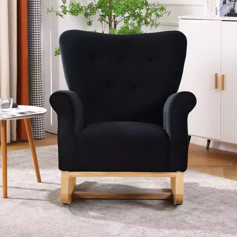 Fauteuil à bascule d'appoint, petit fauteuil à bascule contemporain, fauteuil à bascule rembourré avec accoudoirs, fauteuil relaxant rembourré pour salon
