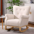 Accent Rocking Chair, Small Contemporary Rocker, Upholstered Rocker Chair with Armrest, Cushioned Relaxing Arm Chair for Living Room