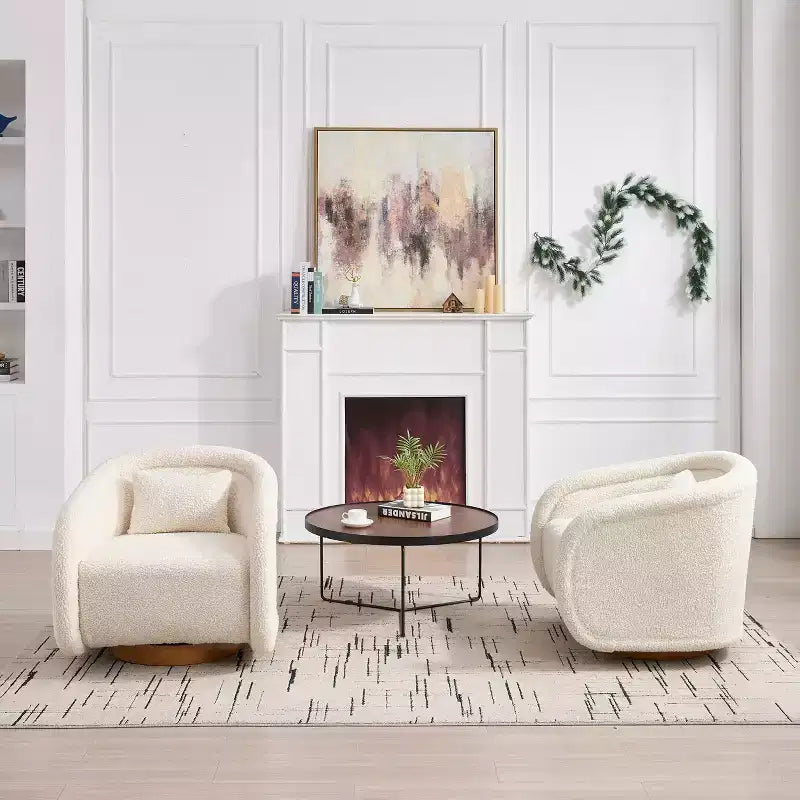 Fauteuil pivotant à 360°, Fauteuil d'appoint confortable en tissu Teddy Rembourré, Fauteuil pivotant en forme de citrouille, Fauteuil moderne pour salon ou chambre à coucher