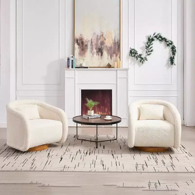 Fauteuil pivotant à 360°, Fauteuil d'appoint confortable en tissu Teddy Rembourré, Fauteuil pivotant en forme de citrouille, Fauteuil moderne pour salon ou chambre à coucher