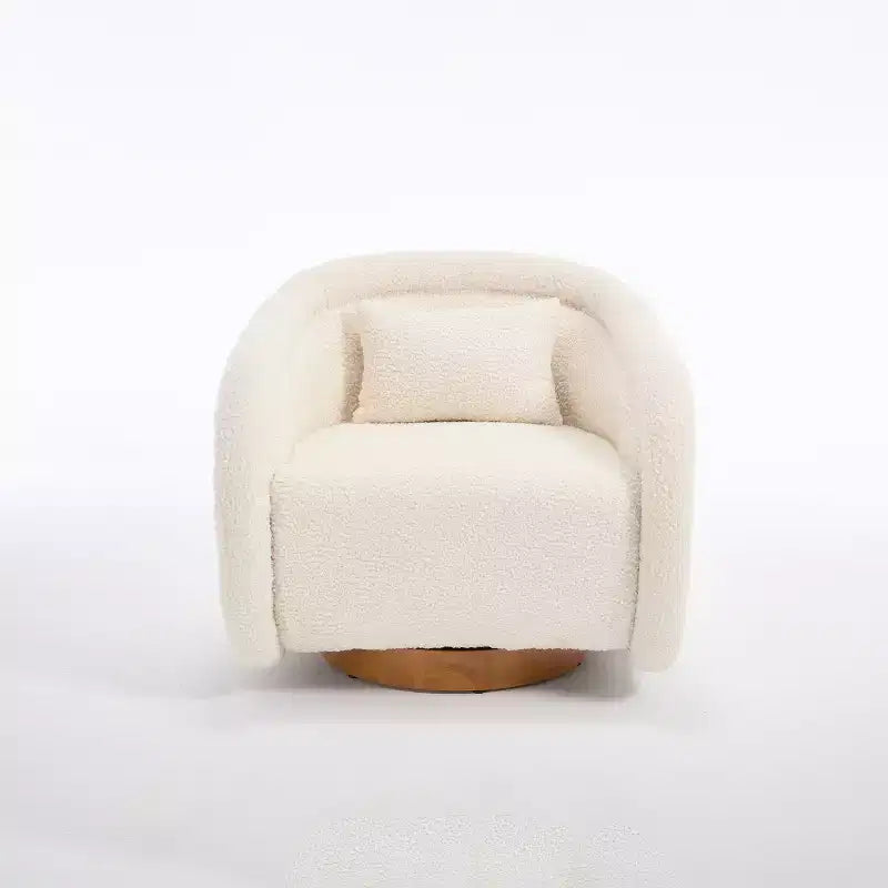 Fauteuil pivotant à 360°, Fauteuil d'appoint confortable en tissu Teddy Rembourré, Fauteuil pivotant en forme de citrouille, Fauteuil moderne pour salon ou chambre à coucher