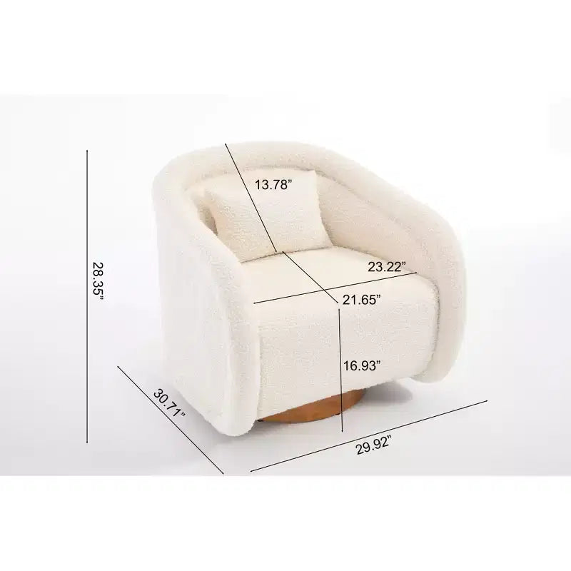 Fauteuil pivotant à 360°, Fauteuil d'appoint confortable en tissu Teddy Rembourré, Fauteuil pivotant en forme de citrouille, Fauteuil moderne pour salon ou chambre à coucher