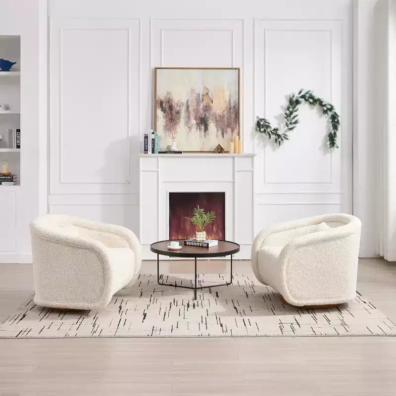 Fauteuil pivotant à 360°, Fauteuil d'appoint confortable en tissu Teddy Rembourré, Fauteuil pivotant en forme de citrouille, Fauteuil moderne pour salon ou chambre à coucher