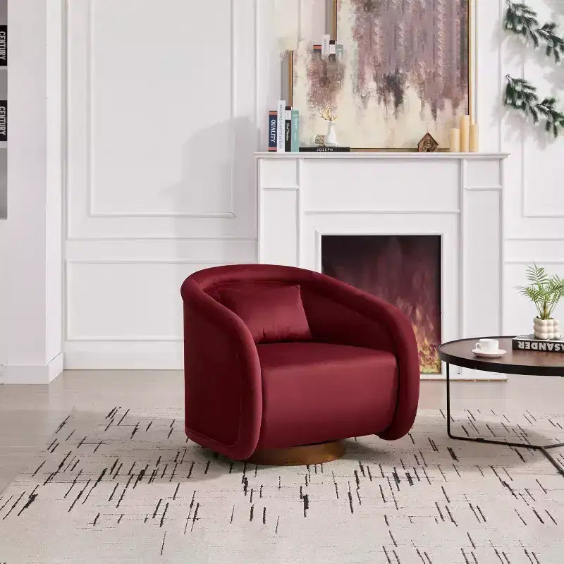 Degree Swivel Barrel Chair, Comfy Upholstered Teddy Fabric Accent Chair Pumpkin-Shaped Swivel Chair Modern Armchair for Living Room Bedroom