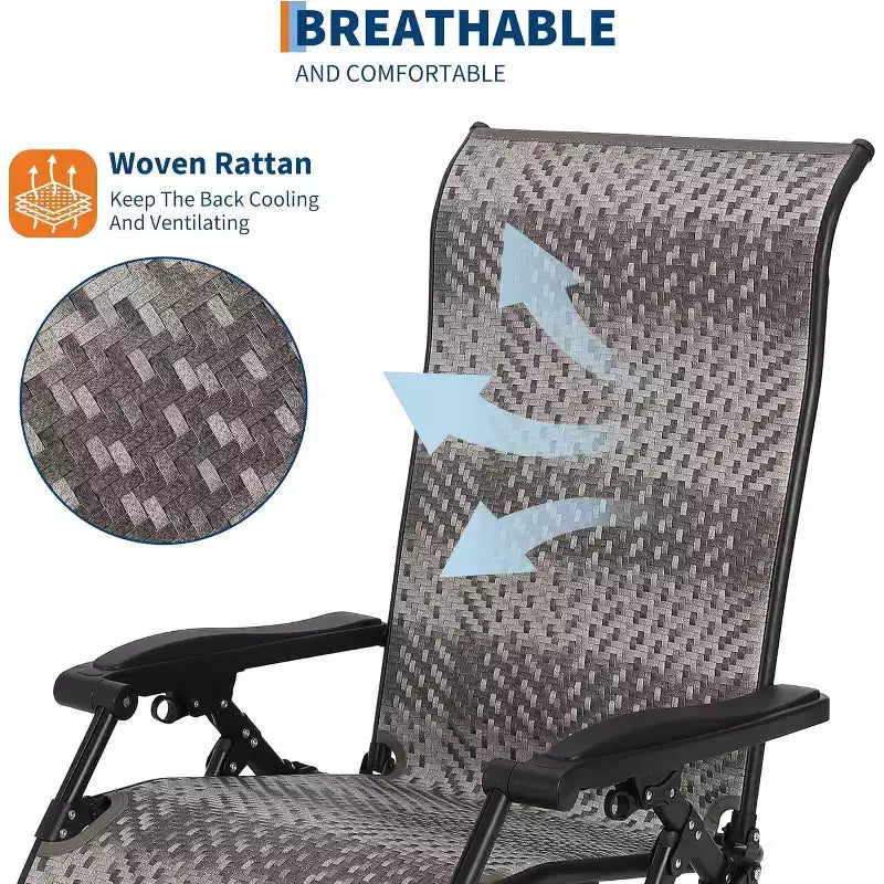 Chaise longue pliante inclinable en rotin Acekool, réglable et portable, pour l'extérieur et l'intérieur