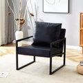 Classic Black PU Leather and Metal Frame Sofa - Ergonomically Designed, Perfectly Blending Modern and Industrial Styles