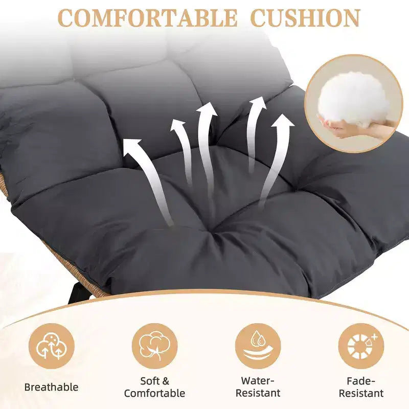 Fauteuil pivotant d'extérieur en rotin Celebalcony, avec coussin épaissi et pochette latérale, chaises longues de patio pivotantes à 360° pour salon, balcon