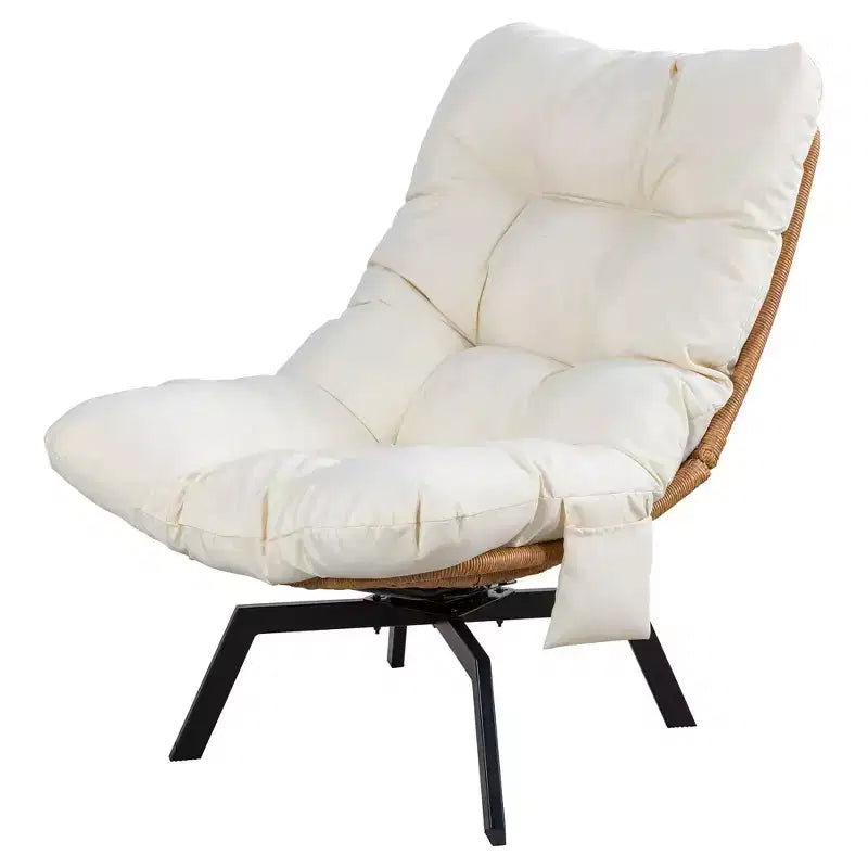 Fauteuil pivotant d'extérieur en rotin Celebalcony, avec coussin épaissi et pochette latérale, chaises longues de patio pivotantes à 360° pour salon, balcon