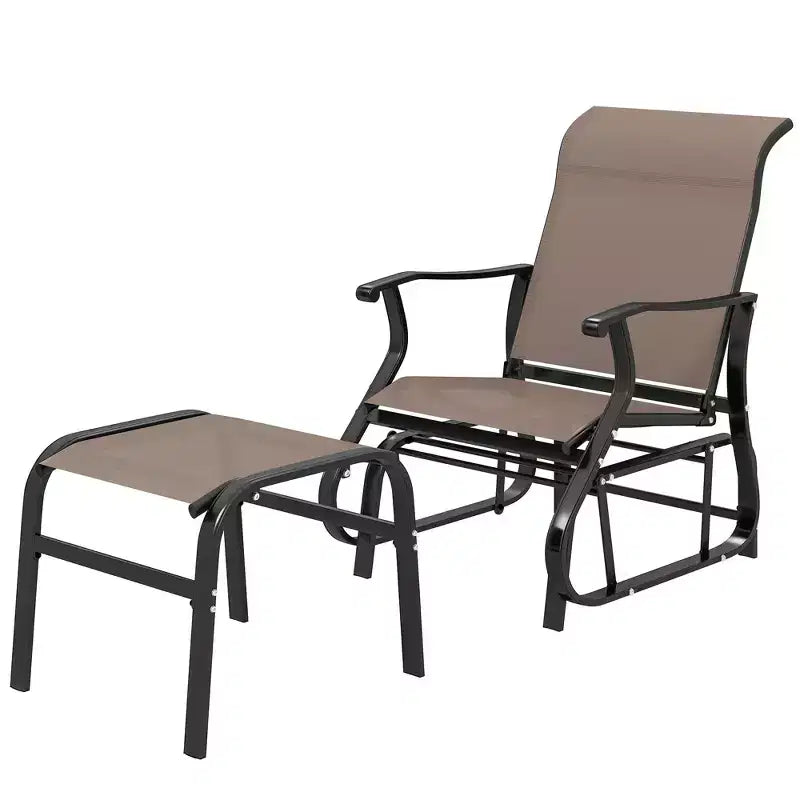 Outsunny Fauteuil planeur d'extérieur avec ottoman, ensemble de planeur de patio 2 pièces avec dossier haut, siège large, maille respirante pour porche, jardin, arrière-cour