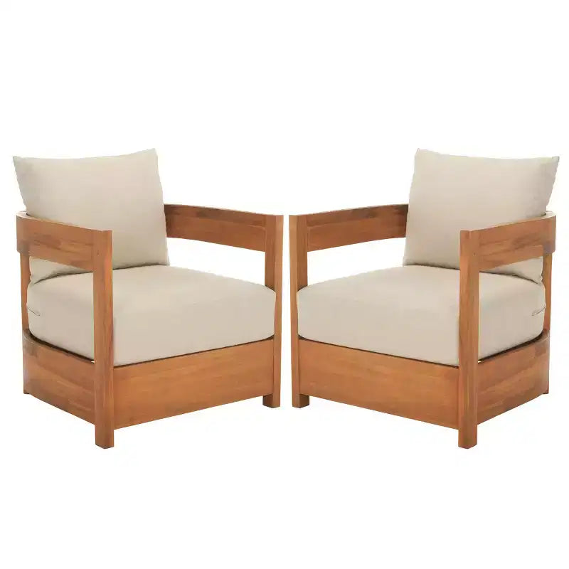 Kento Armchair Indoor/Outdoor (Set of 2) - PAT7097 - Natural/Taupe - Safavieh