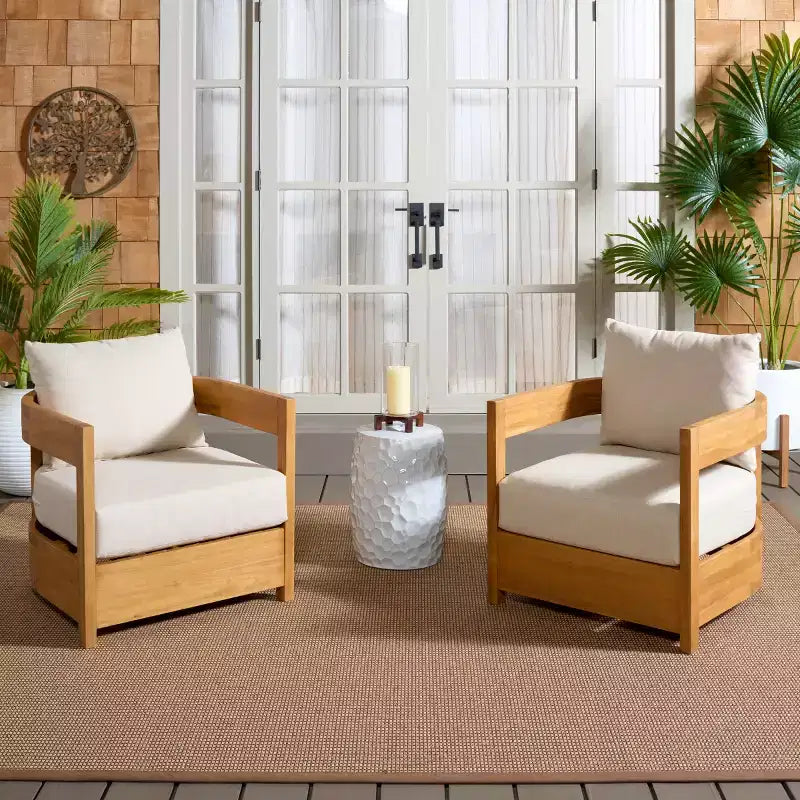 Fauteuil Kento intérieur/extérieur (ensemble de 2) - PAT7097 - Naturel/Taupe - Safavieh