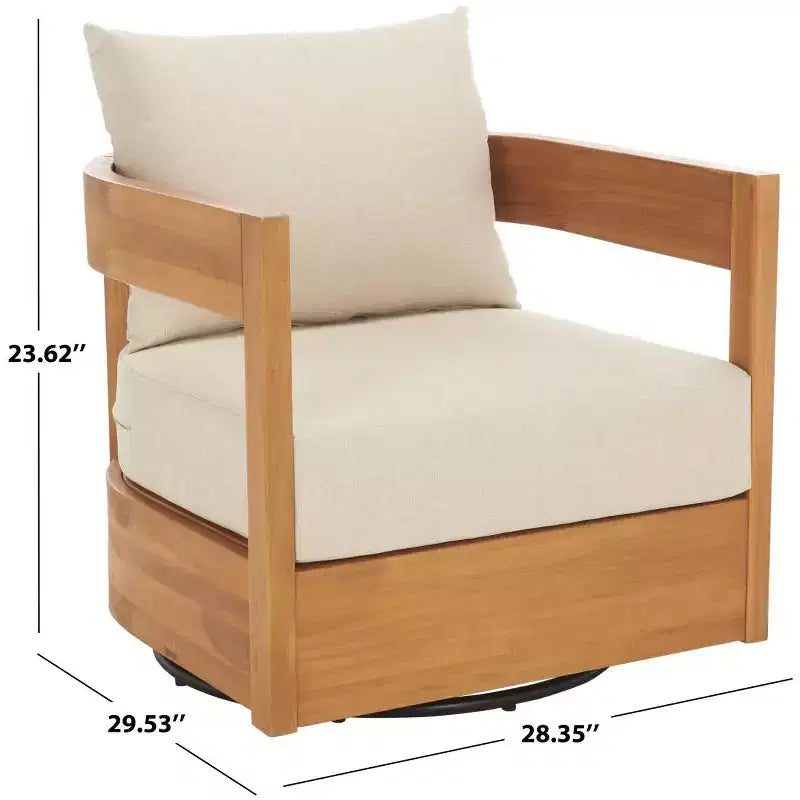 Fauteuil pivotant Kento intérieur/extérieur - PAT7099 - Naturel/Gris tourterelle - Safavieh