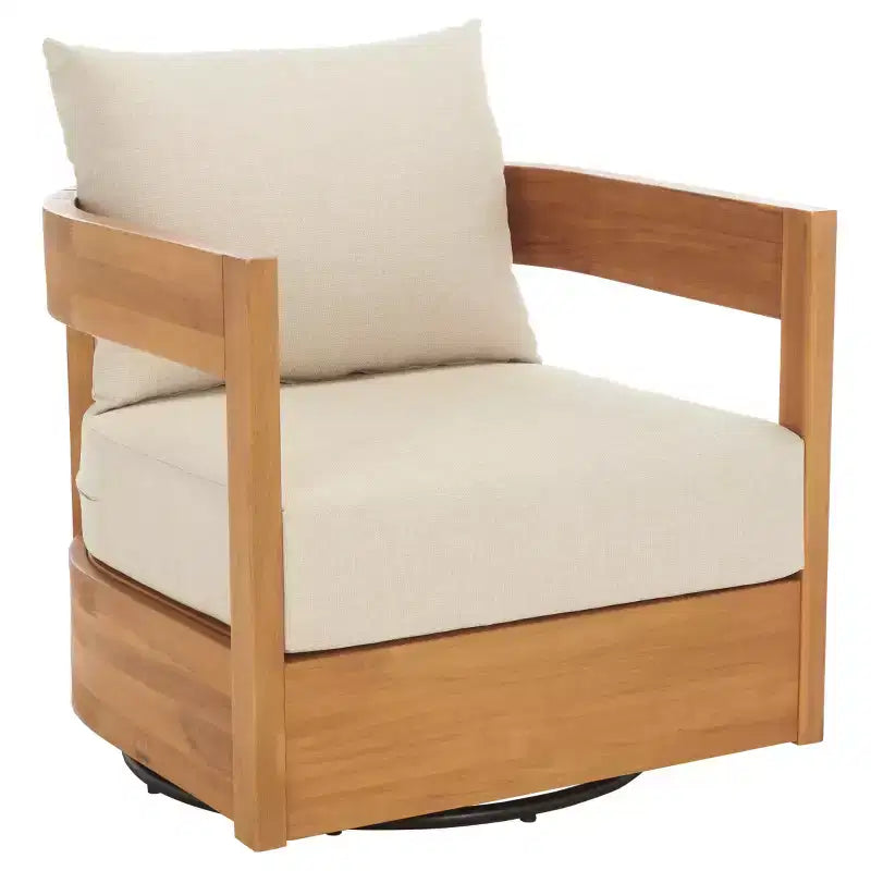 Fauteuil pivotant Kento intérieur/extérieur - PAT7099 - Naturel/Gris tourterelle - Safavieh
