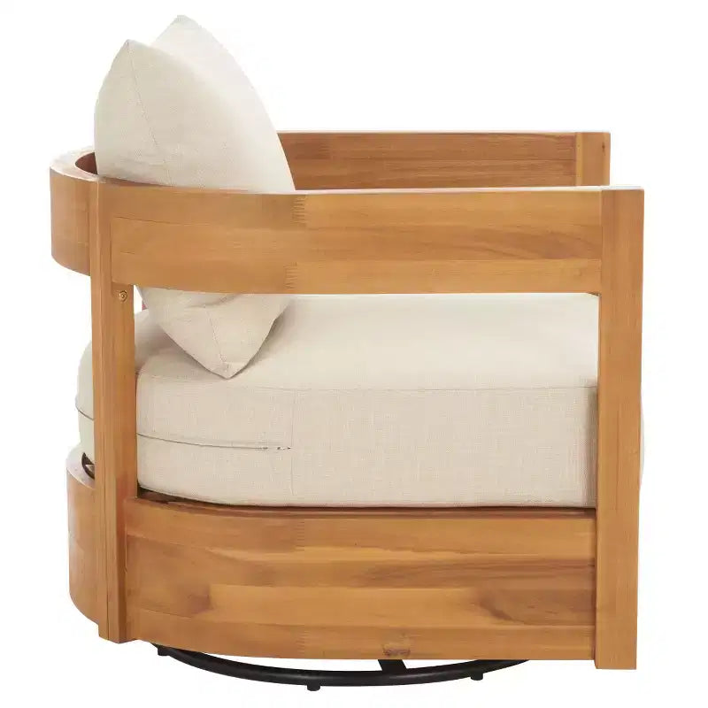 Fauteuil pivotant Kento intérieur/extérieur - PAT7099 - Naturel/Gris tourterelle - Safavieh