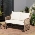 LAUSAINT HOME 2 Person Outdoor Ratten Patio Swing Glider Rattan Rocking Chair with Cushion