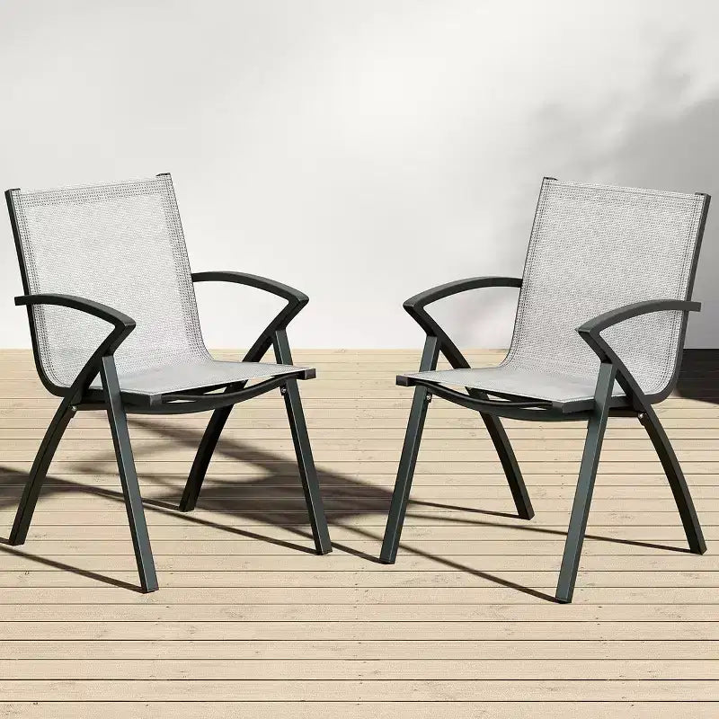 Ensemble de chaises d'extérieur pliantes en aluminium (2 ou 4) avec assise large en textilène respirant et accoudoirs, léger et durable pour patio, piscine ou jardin