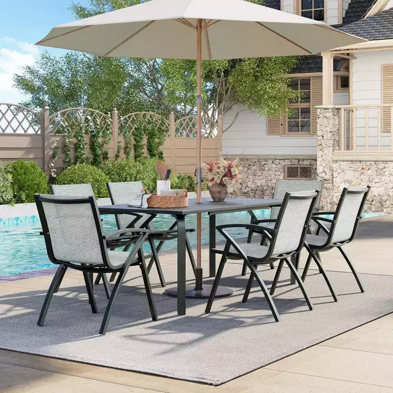 Ensemble de chaises d'extérieur pliantes en aluminium (2 ou 4) avec assise large en textilène respirant et accoudoirs, léger et durable pour patio, piscine ou jardin