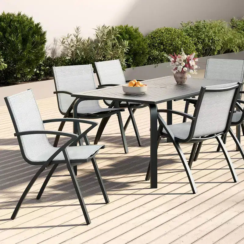 Ensemble de chaises d'extérieur pliantes en aluminium (2 ou 4) avec assise large en textilène respirant et accoudoirs, léger et durable pour patio, piscine ou jardin