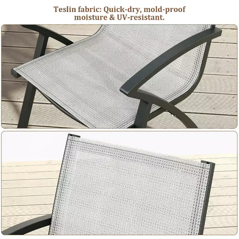 Ensemble de chaises d'extérieur pliantes en aluminium (2 ou 4) avec assise large en textilène respirant et accoudoirs, léger et durable pour patio, piscine ou jardin