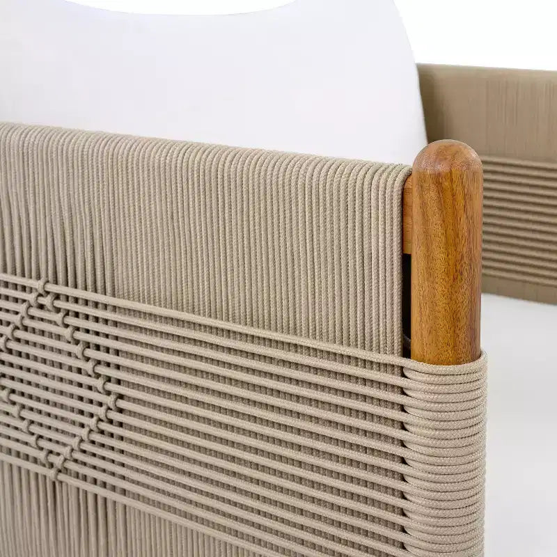 Christopher Knight Home Jiyeon Fauteuil de jardin moderne en bois d'acacia avec tressage en corde losange et coussins (Lot de 2)