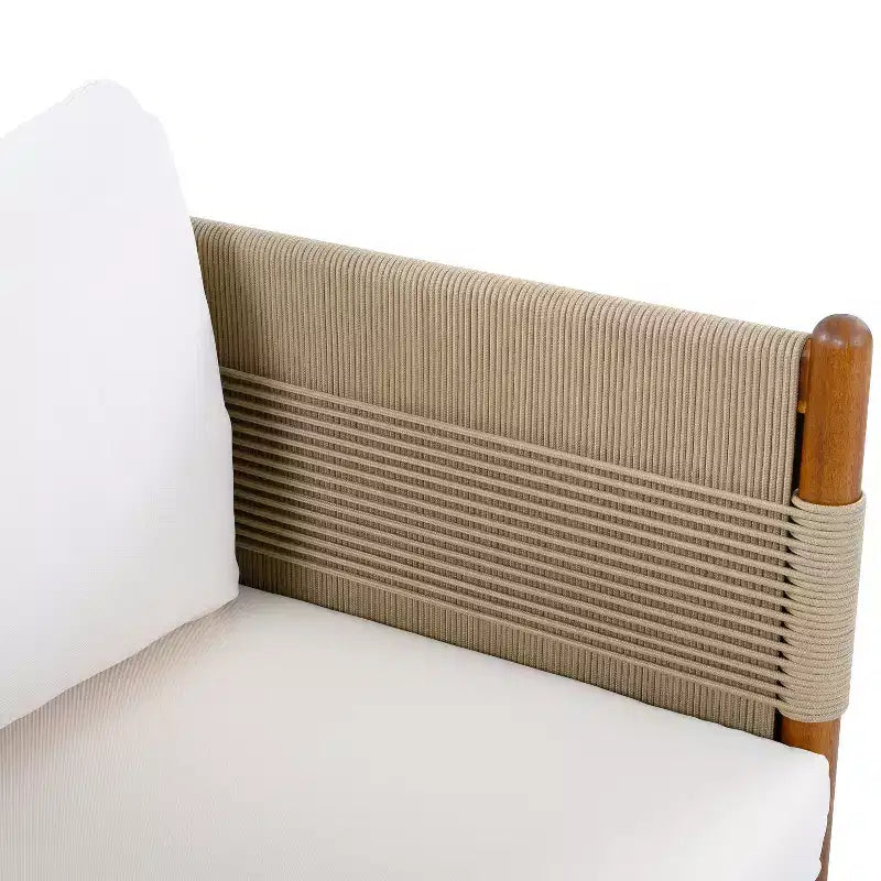Christopher Knight Home Jiyeon Fauteuil de jardin moderne en bois d'acacia avec tressage en corde losange et coussins (Lot de 2)