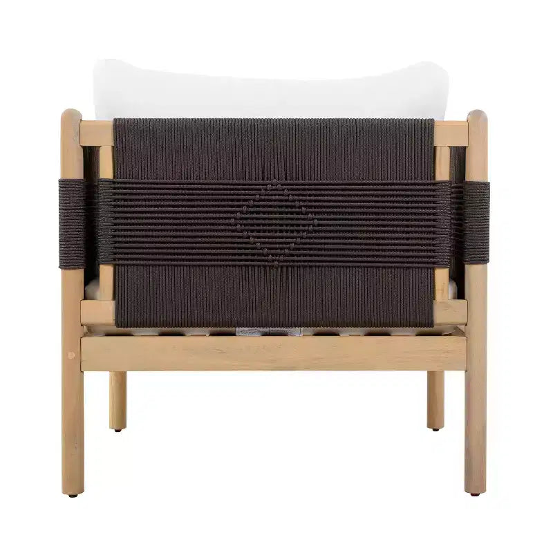Christopher Knight Home Jiyeon Fauteuil de jardin moderne en bois d'acacia avec tressage en corde losange et coussins (Lot de 2)