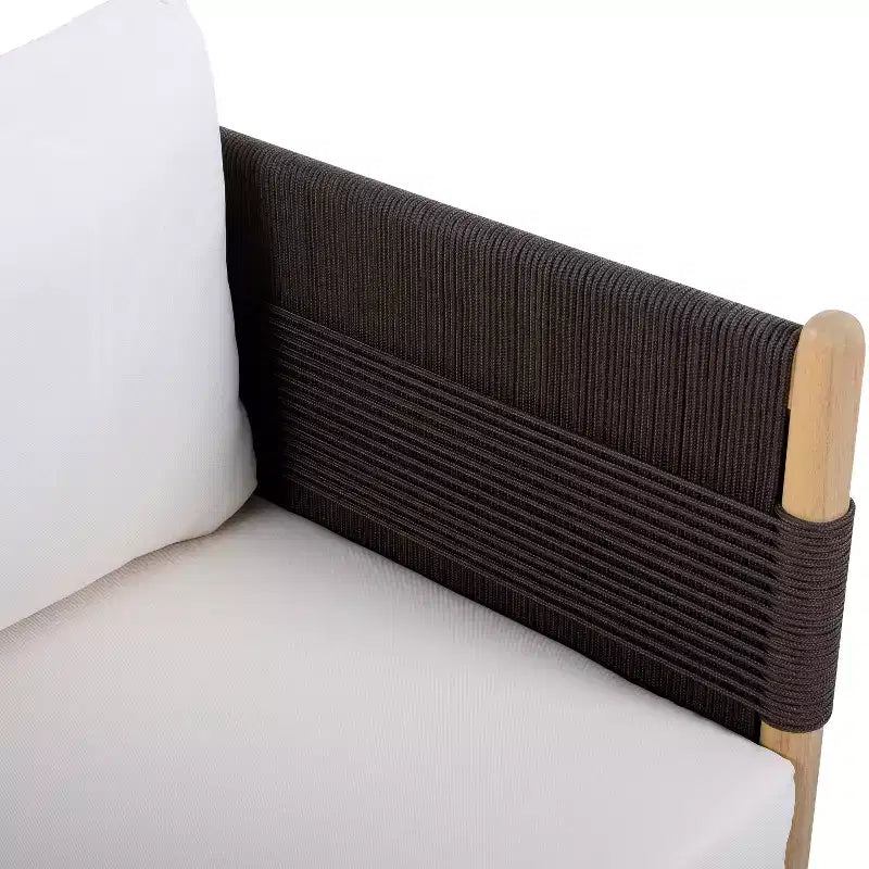 Christopher Knight Home Jiyeon Fauteuil de jardin moderne en bois d'acacia avec tressage en corde losange et coussins (Lot de 2)