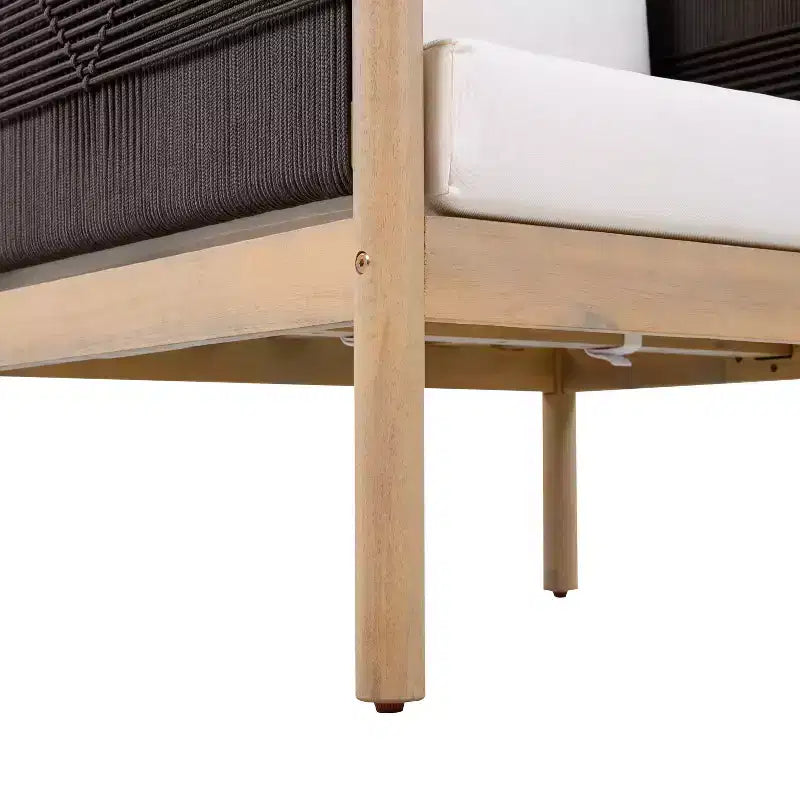 Christopher Knight Home Jiyeon Fauteuil de jardin moderne en bois d'acacia avec tressage en corde losange et coussins (Lot de 2)