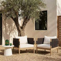 Christopher Knight Home Jiyeon Modern Outdoor Acacia Wood Club Chair with Diamond Rope Weave and Cushions (Set of 2)