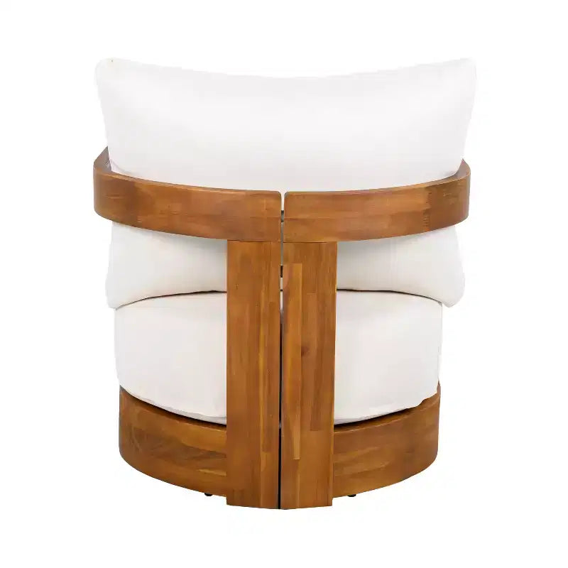 Fauteuil de club extérieur en bois d'acacia de qualité supérieure MAYEERTY, avec dossier incurvé et coussins résistants à l'eau, toutes saisons