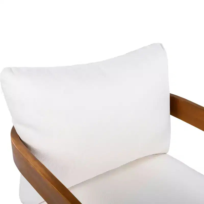 Fauteuil de club extérieur en bois d'acacia de qualité supérieure MAYEERTY, avec dossier incurvé et coussins résistants à l'eau, toutes saisons