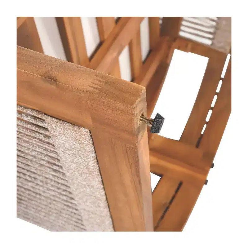 Chaise de club d'extérieur MAYEERTY Premium en bois d'acacia, fauteuil tout temps avec accent en corde tressée et coussin résistant à l'eau