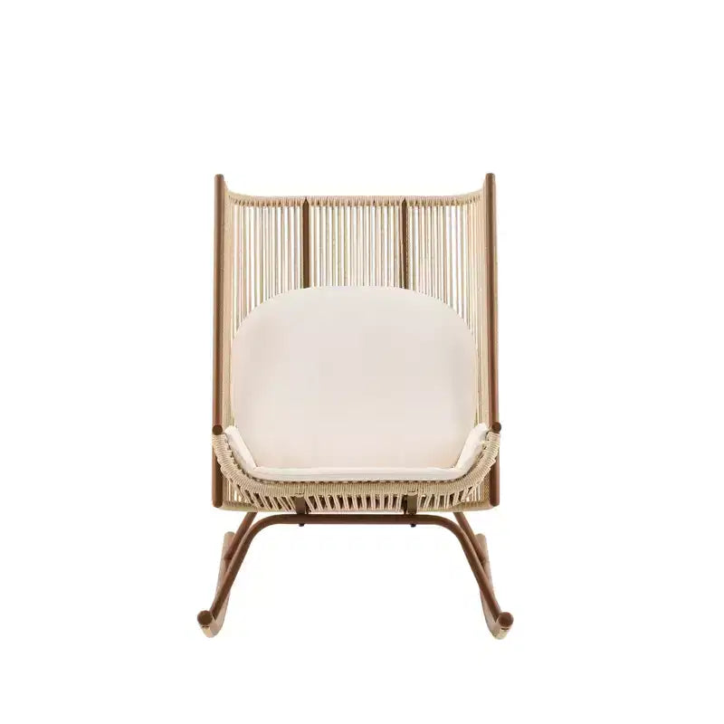 Christopher Knight Home Katerina Chaise à bascule d'extérieur en rotin tressé avec coussins, style ferme
