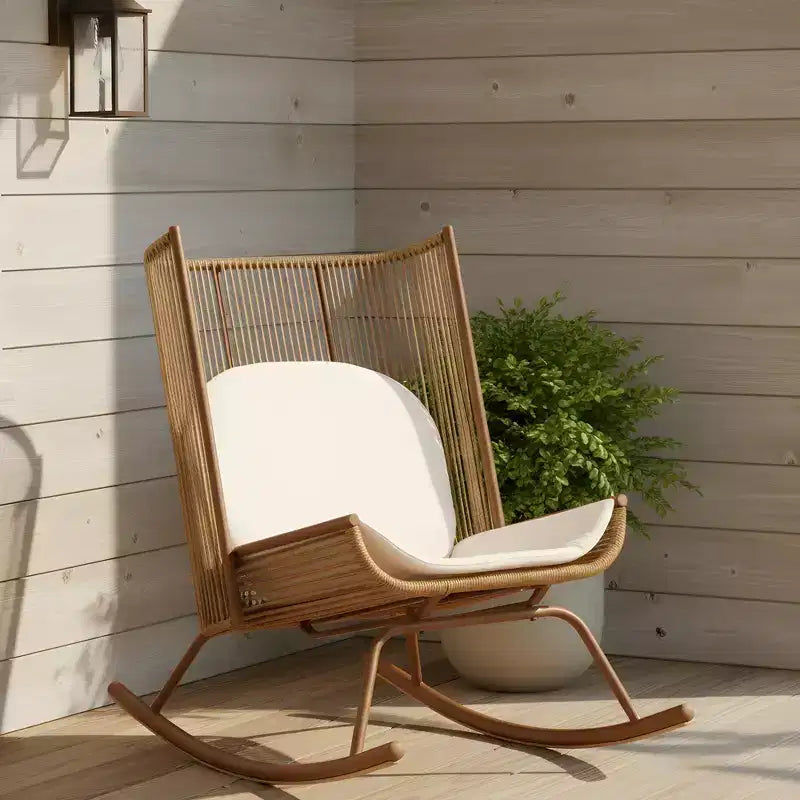 Christopher Knight Home Katerina Chaise à bascule d'extérieur en rotin tressé avec coussins, style ferme