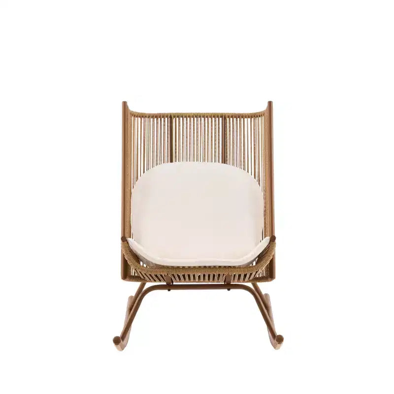 Christopher Knight Home Katerina Chaise à bascule d'extérieur en rotin tressé avec coussins, style ferme