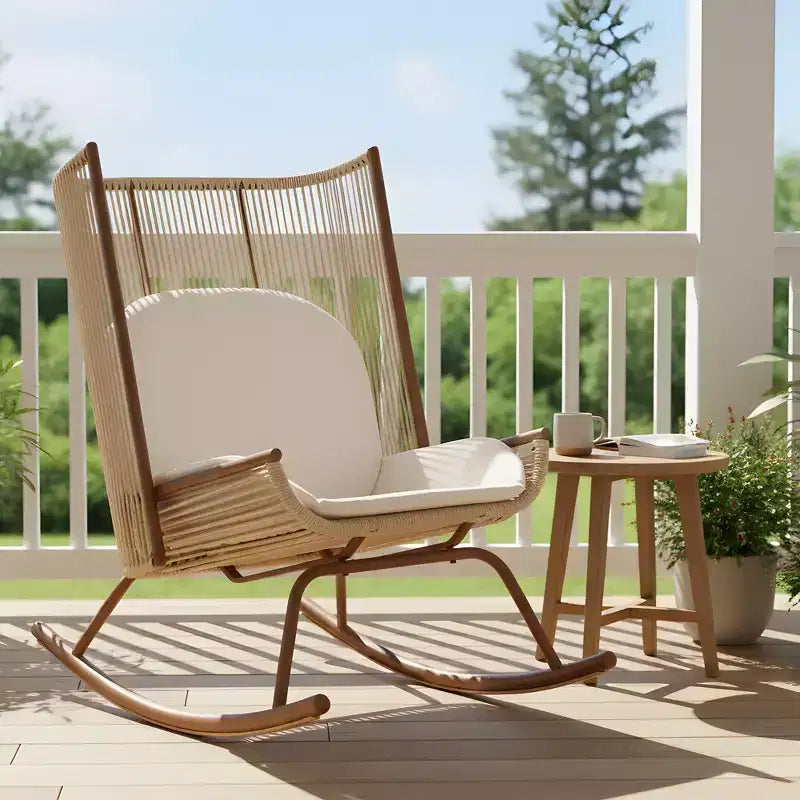 Christopher Knight Home Katerina Farmhouse Outdoor Woven Rattan Rocking Chair with Cushions