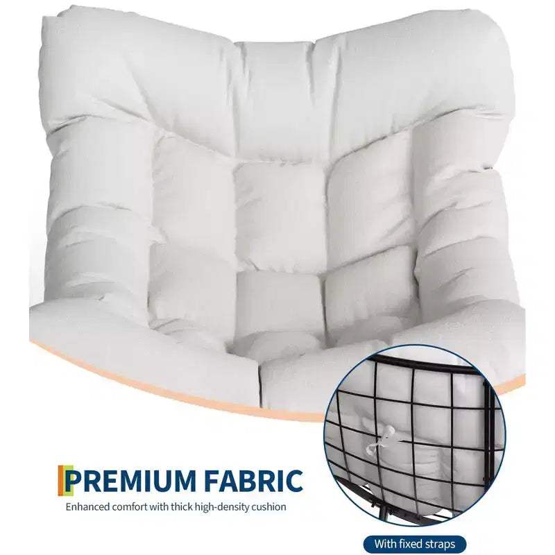 Fauteuil à bascule d'extérieur surdimensionné COZONY, bascule œuf en rotin PE avec repose-pieds, cadre en métal robuste pour porche, balcon, jardin.