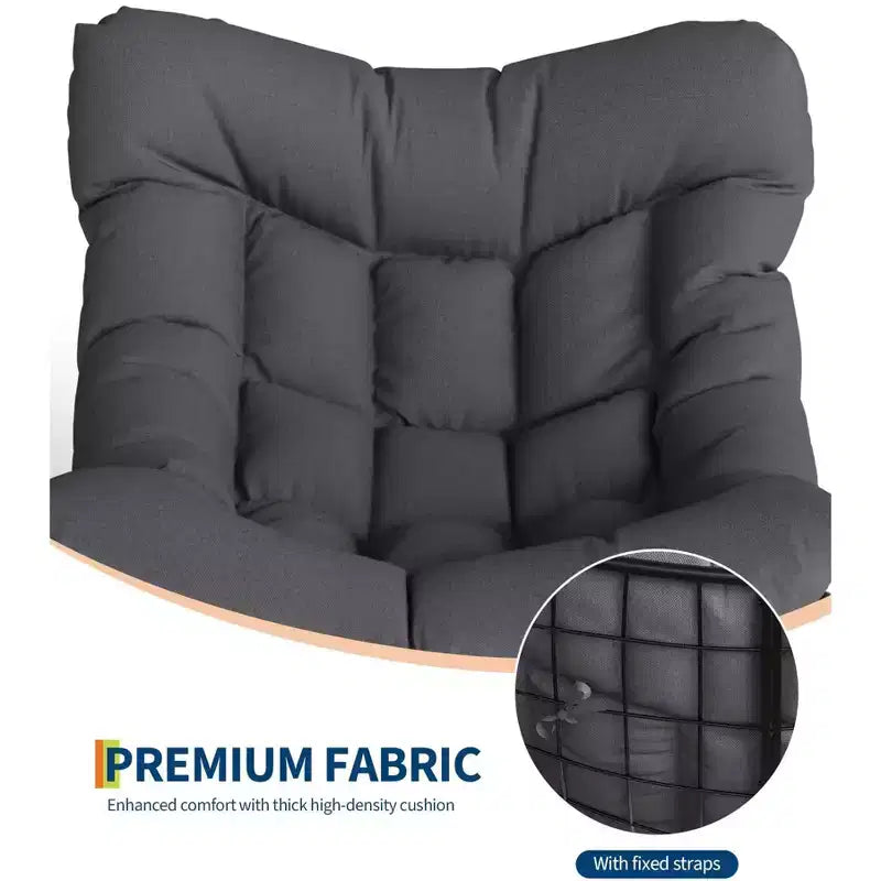 Fauteuil à bascule d'extérieur surdimensionné COZONY, bascule œuf en rotin PE avec repose-pieds, cadre en métal robuste pour porche, balcon, jardin.