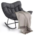 COZONY Oversized Outdoor Rocking Chair, PE Rattan Egg Rocker with Ottoman, Sturdy Metal Frame for Porch Balcony Backyard