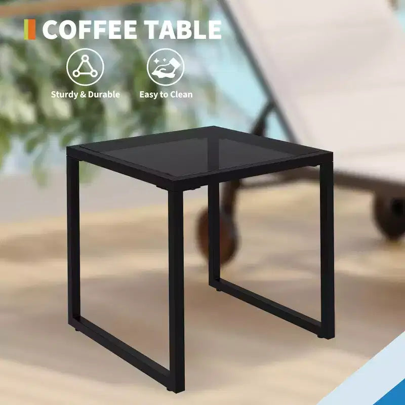 Lot de 3 chaises longues d'extérieur GustoWave, dossier réglable sur 5 positions, avec roulettes et table d'appoint pour patio, bord de piscine et plage