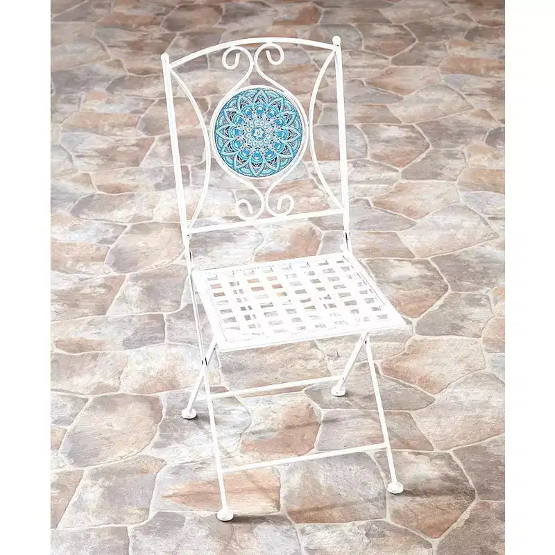 The Lakeside Collection Metal Mosaic White Outdoor Chair -