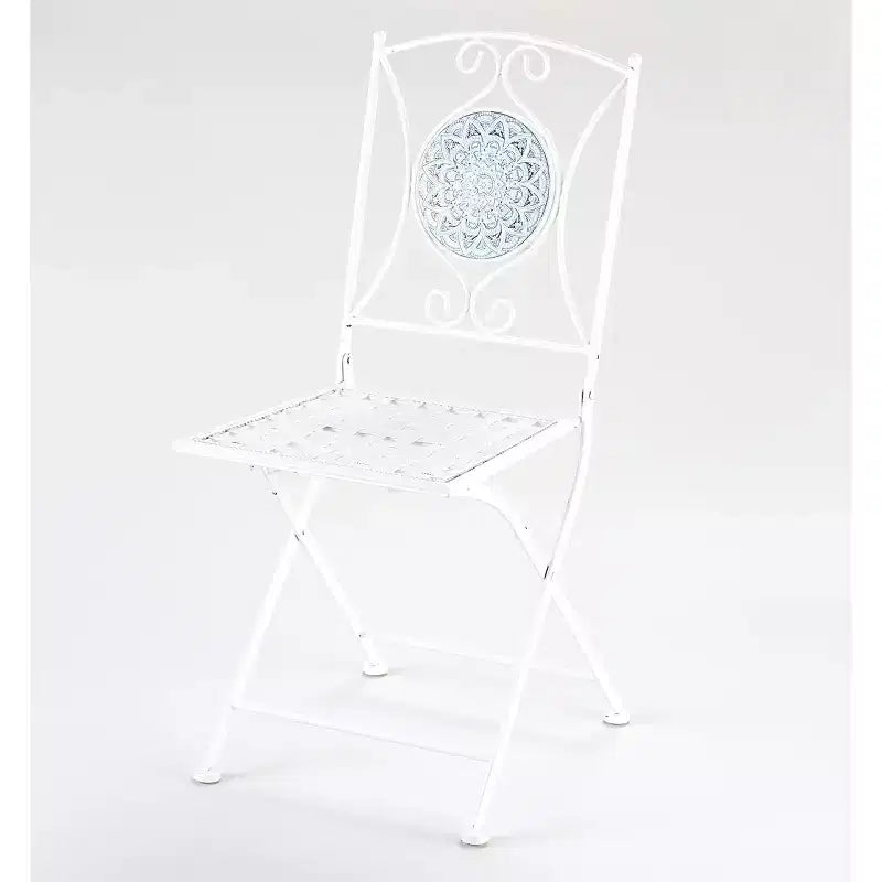 Chaise d'extérieur en mosaïque métallique blanche The Lakeside Collection -