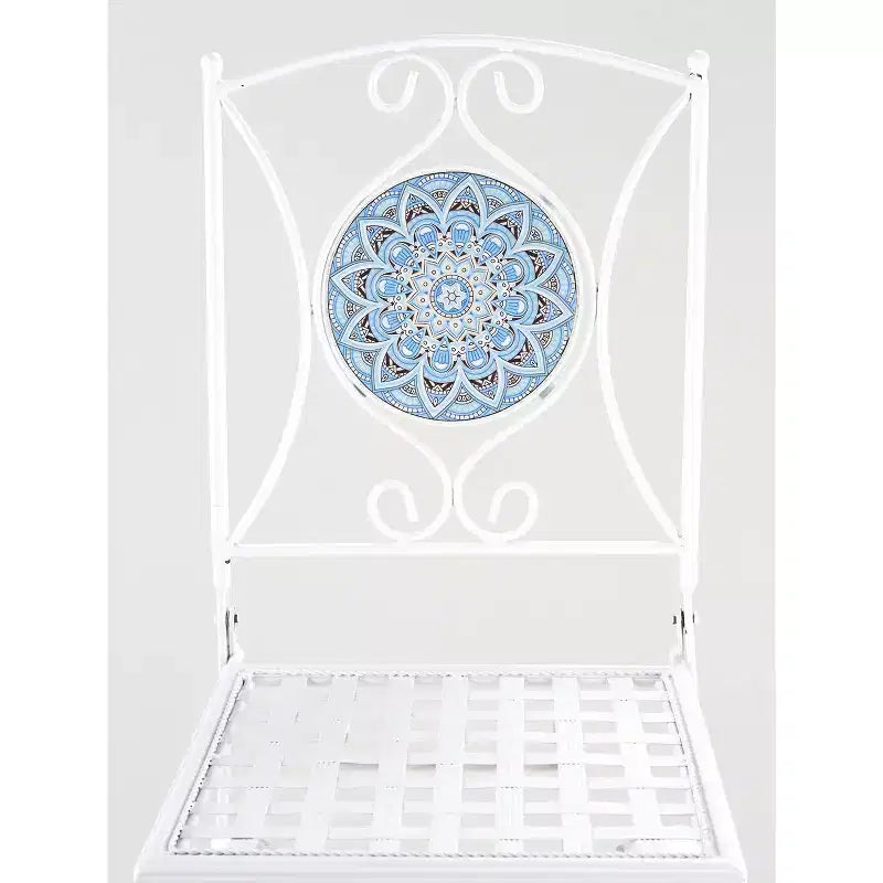 Chaise d'extérieur en mosaïque métallique blanche The Lakeside Collection -